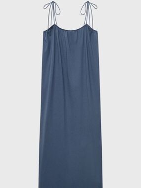 Mango Blue Tie-Shoulder Maxi Dress